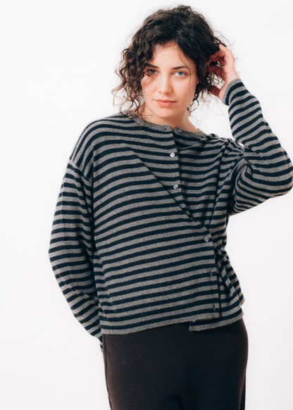 RAFF COLLECTIVE - ALIXE CARDIGAN RDC STRIPE GREY