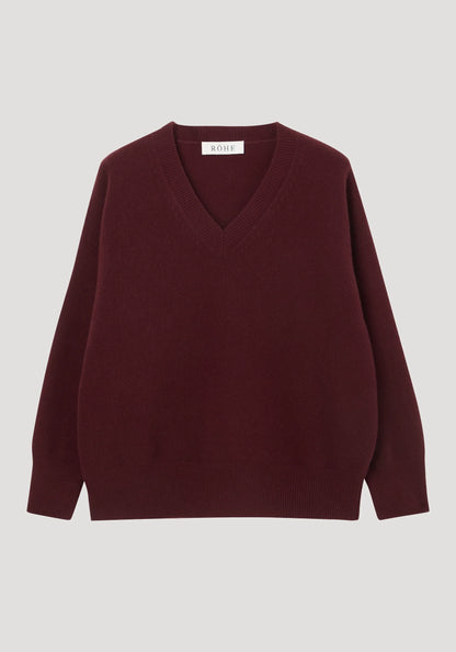ROHE - PULL BURGUNDY V-NECK