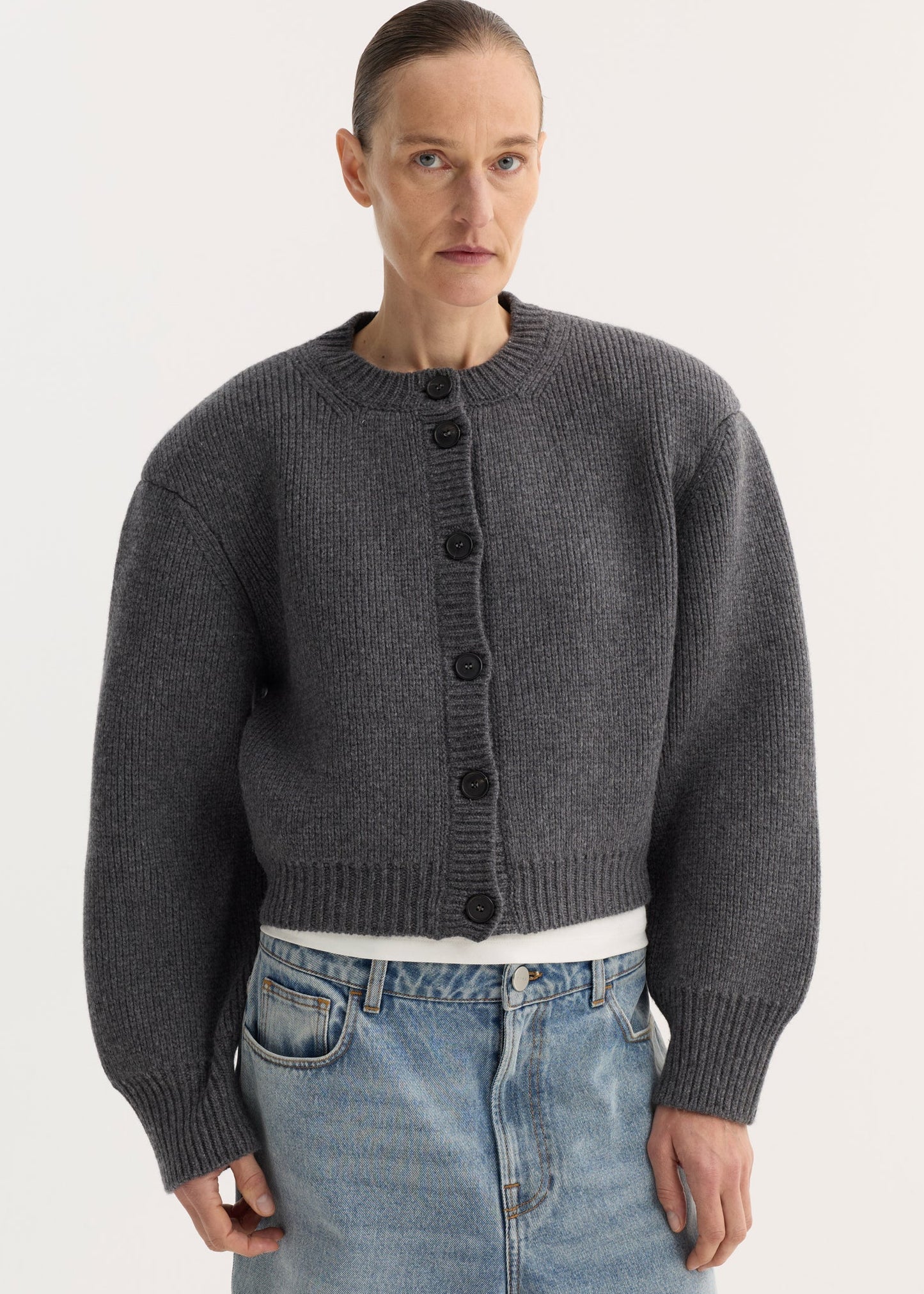 ROHE - CARDIGAN RDC GREY MELANGE