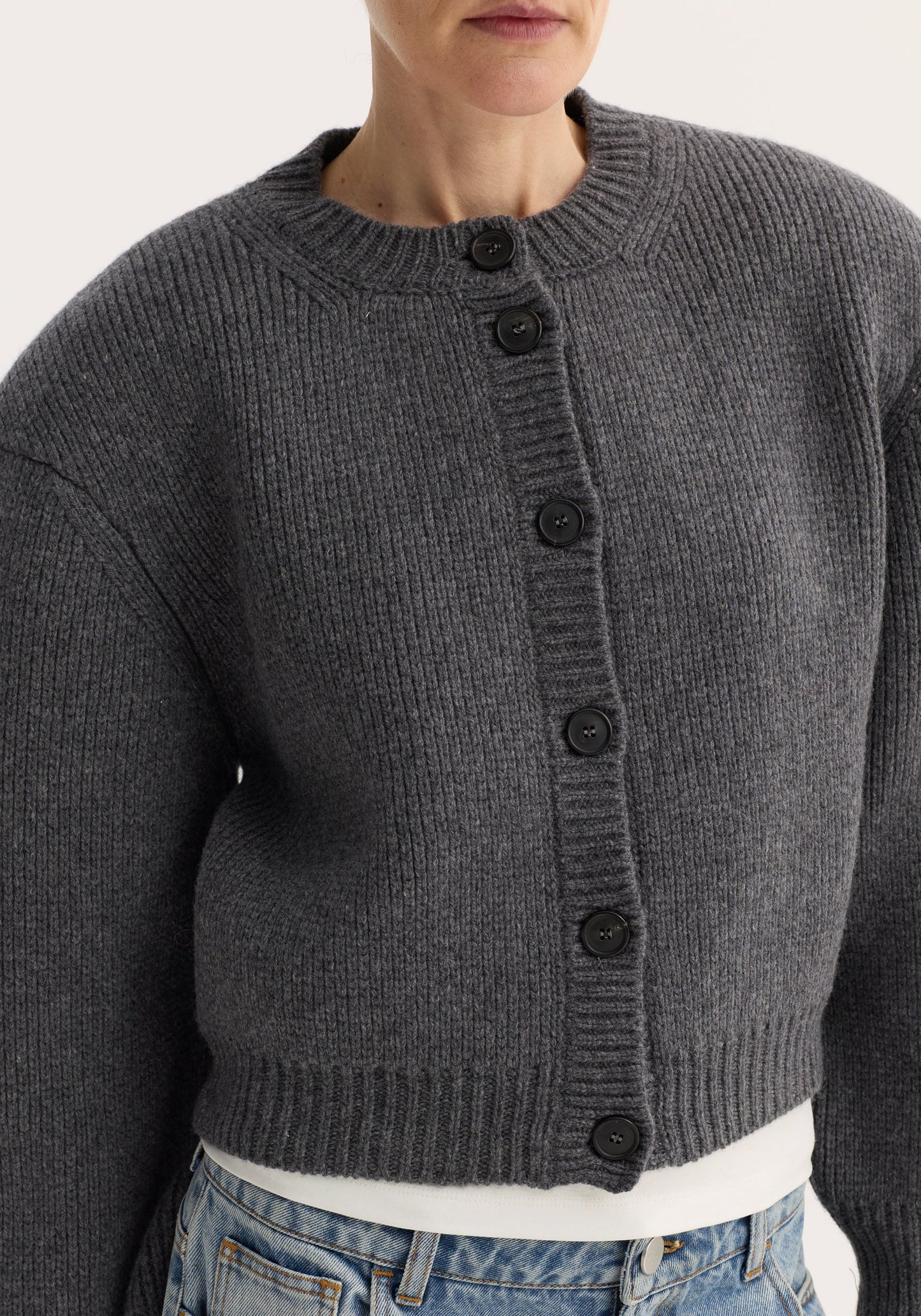 ROHE - CARDIGAN RDC GREY MELANGE