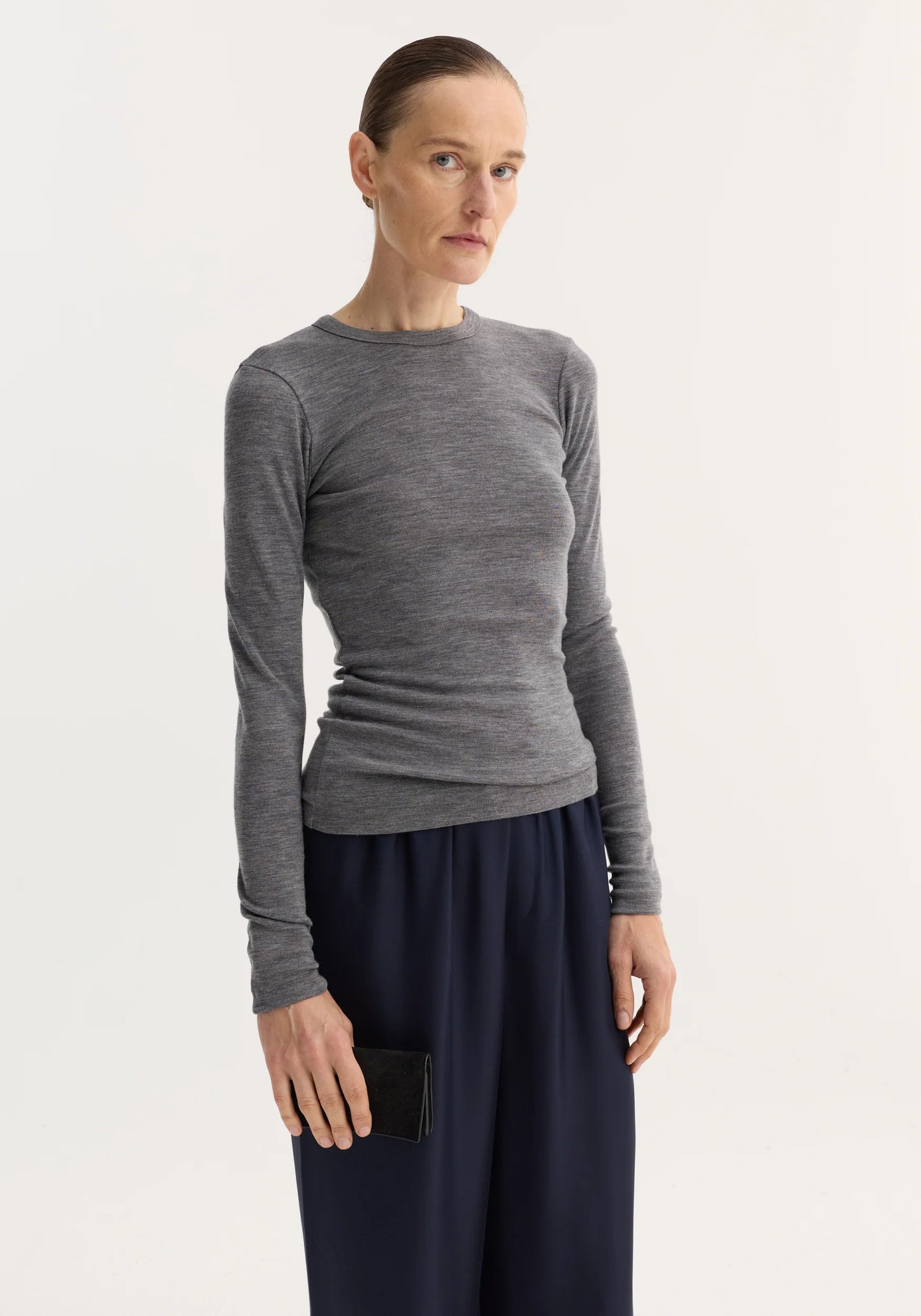 ROHE - WOOL LONGSLEEVE GREY MELANGE