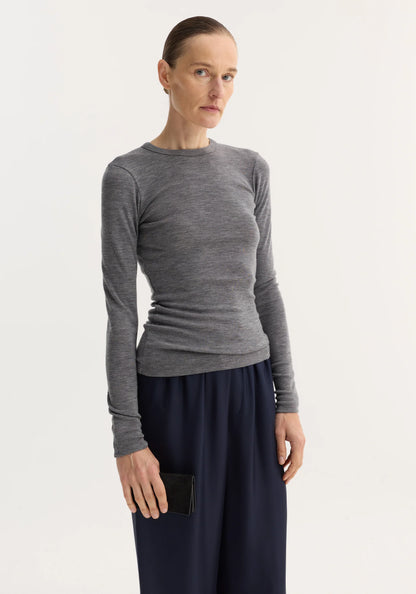 ROHE - WOOL LONGSLEEVE GREY MELANGE