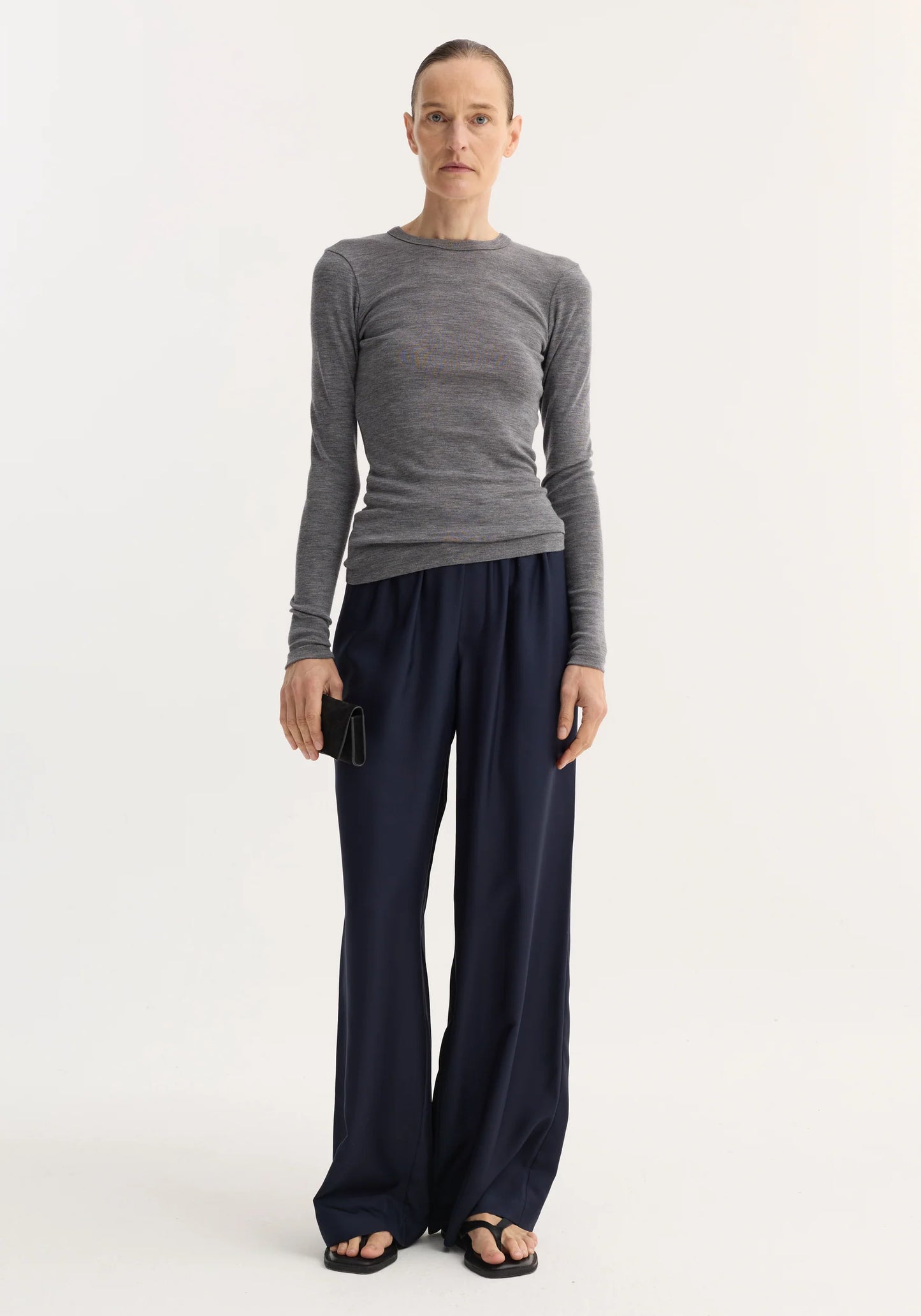 ROHE - WOOL LONGSLEEVE GREY MELANGE