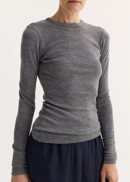 ROHE - WOOL LONGSLEEVE GREY MELANGE