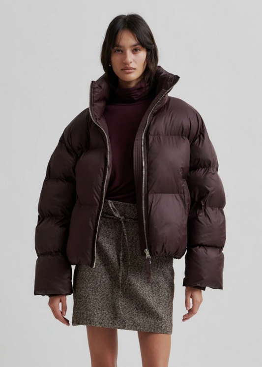 SECOND FEMALE - Riya plum puffer coat