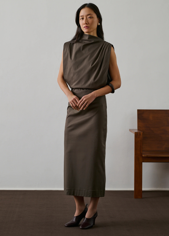 GEMMA DRESS MARRON/TAUPE