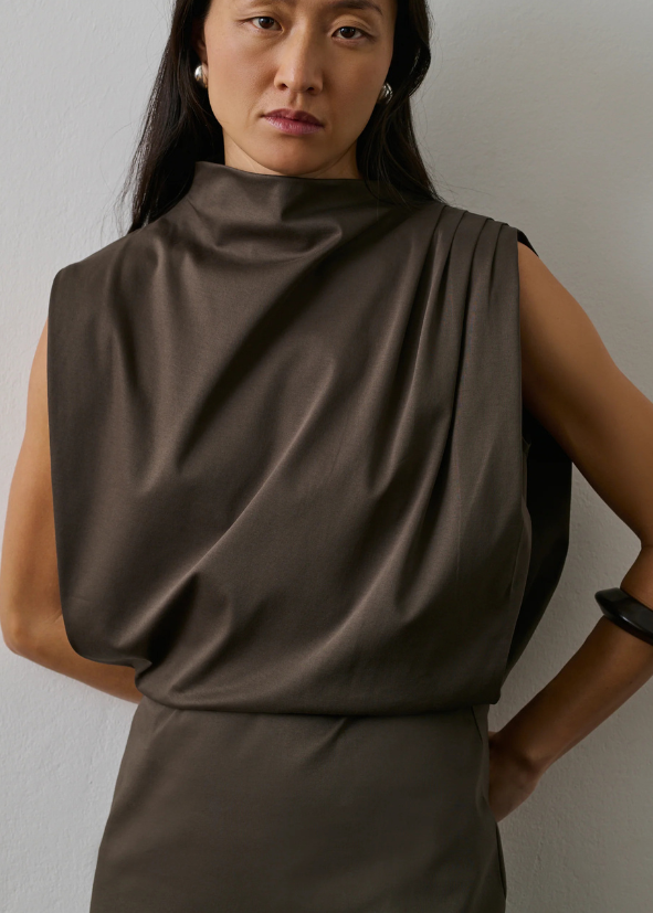 GEMMA DRESS MARRON/TAUPE