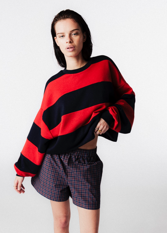 JOHNY-  DEREK SWEATER RED/NAVY