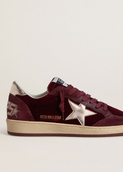 GOLDEN GOOSE- BALLSTAR VELVET BURGUNDY