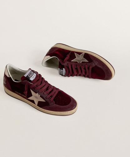 GOLDEN GOOSE- BALLSTAR VELVET BURGUNDY