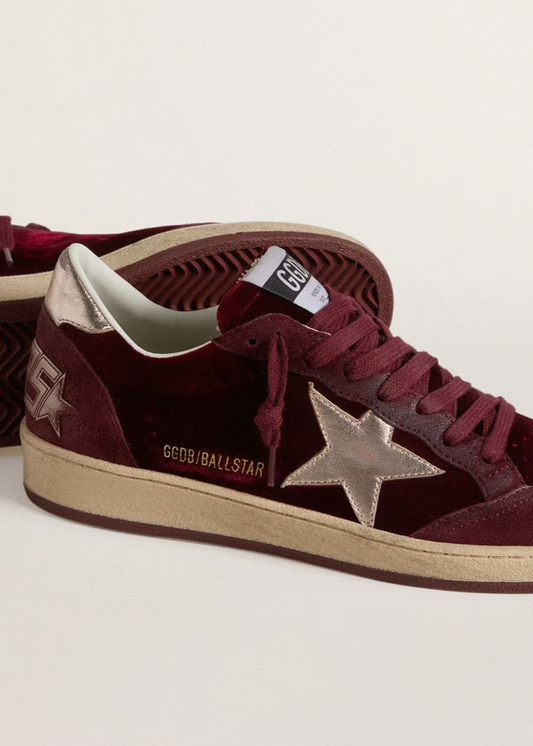 GOLDEN GOOSE- BALLSTAR VELVET BURGUNDY