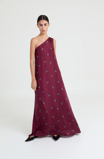 BIBI DRESS ONE SHOULDER FLOWER