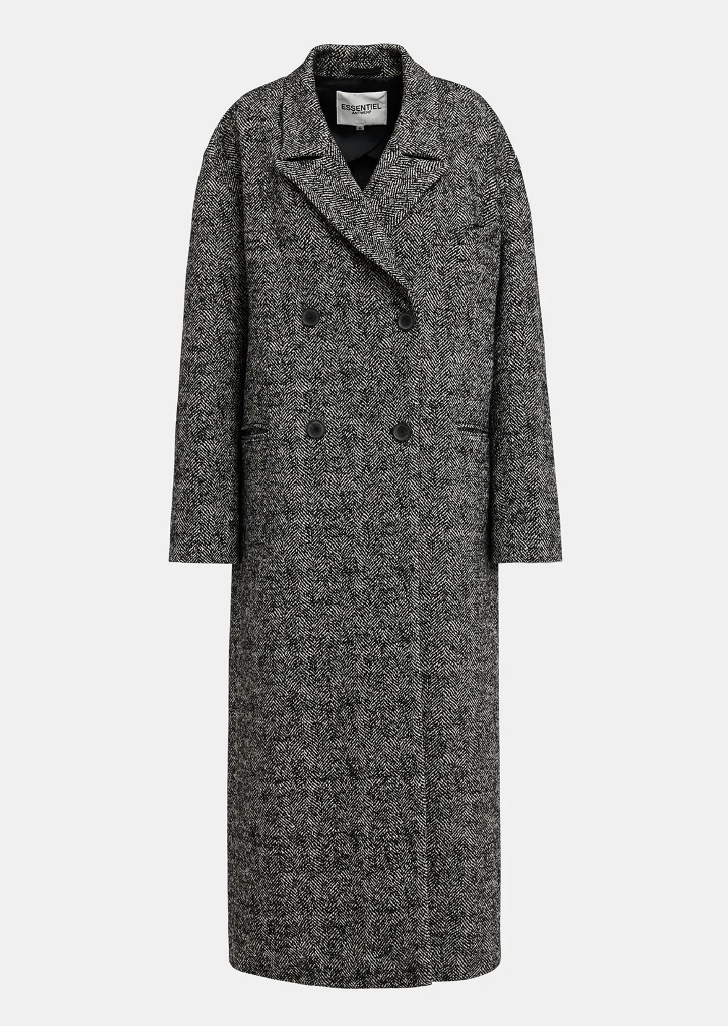 ESSENTIEL - HERRINGBONE COAT BLACK & WHITE