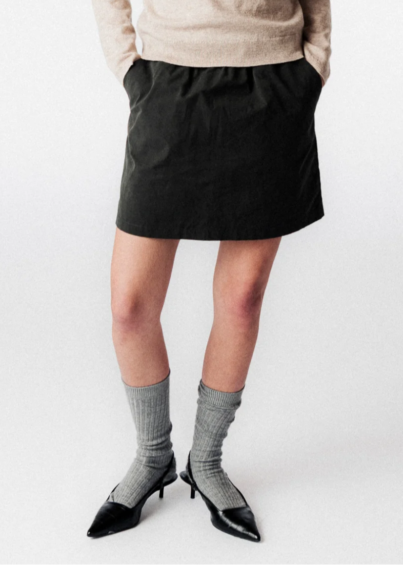 JUNO MIDI SKIRT WAXED GREEN