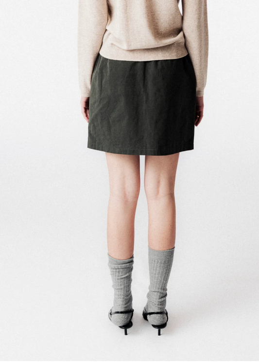 JUNO MIDI SKIRT WAXED GREEN