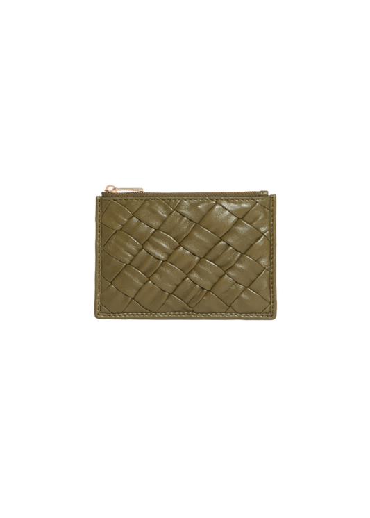 VANESSA BRUNO - PORTE MONNAIE BRAIDED KHAKI