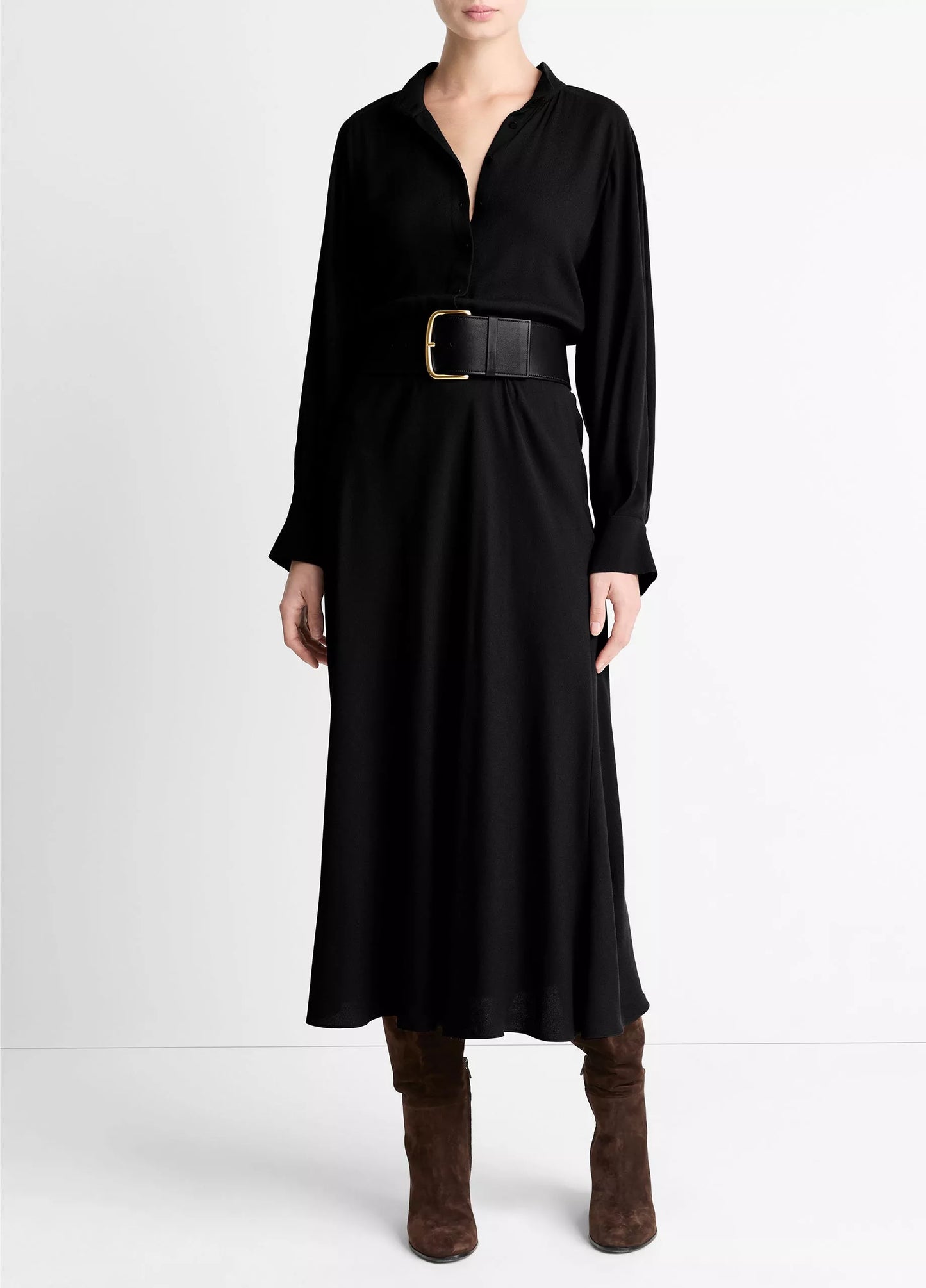 VINCE - CREPE DRESS CHEMISE BLACK