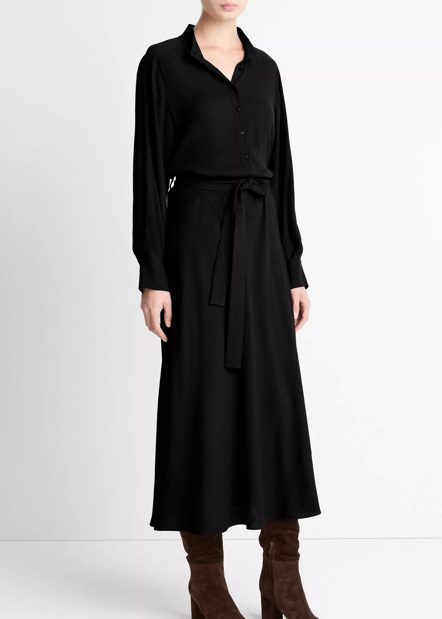 VINCE - CREPE DRESS CHEMISE BLACK