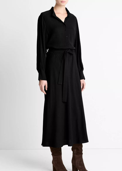 VINCE - CREPE DRESS CHEMISE BLACK