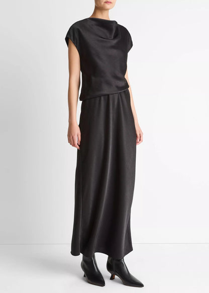 DRESS SM DRAPED BLACK