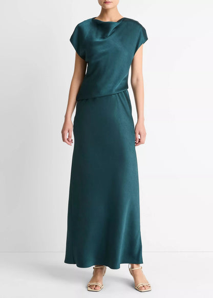 DRESS SM DRAPED GREEN