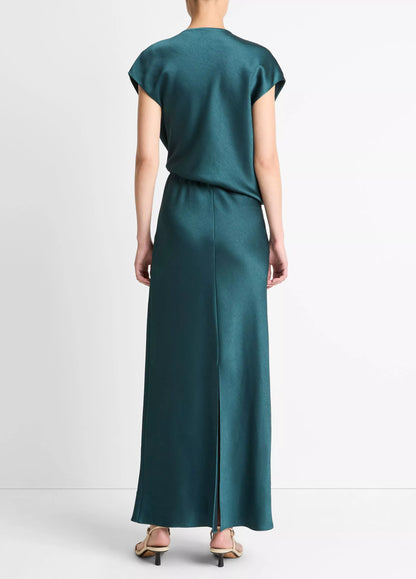 DRESS SM DRAPED GREEN