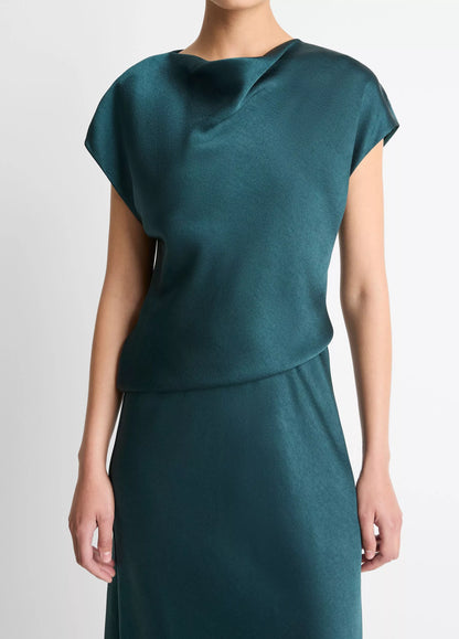 DRESS SM DRAPED GREEN