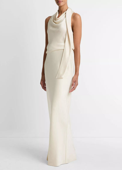 SKIRT FLUID SATIN CREAM