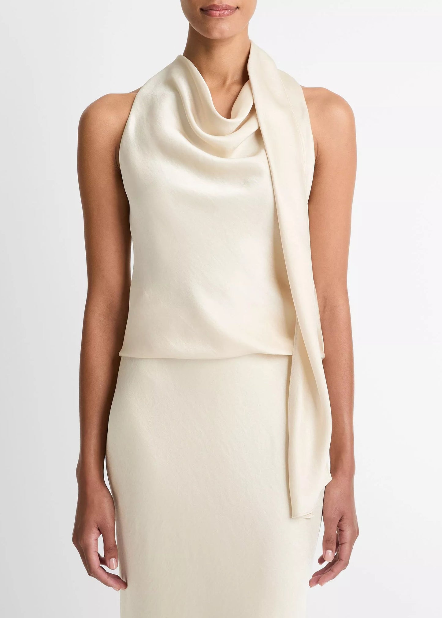 TOP SCARF SATIN CREAM