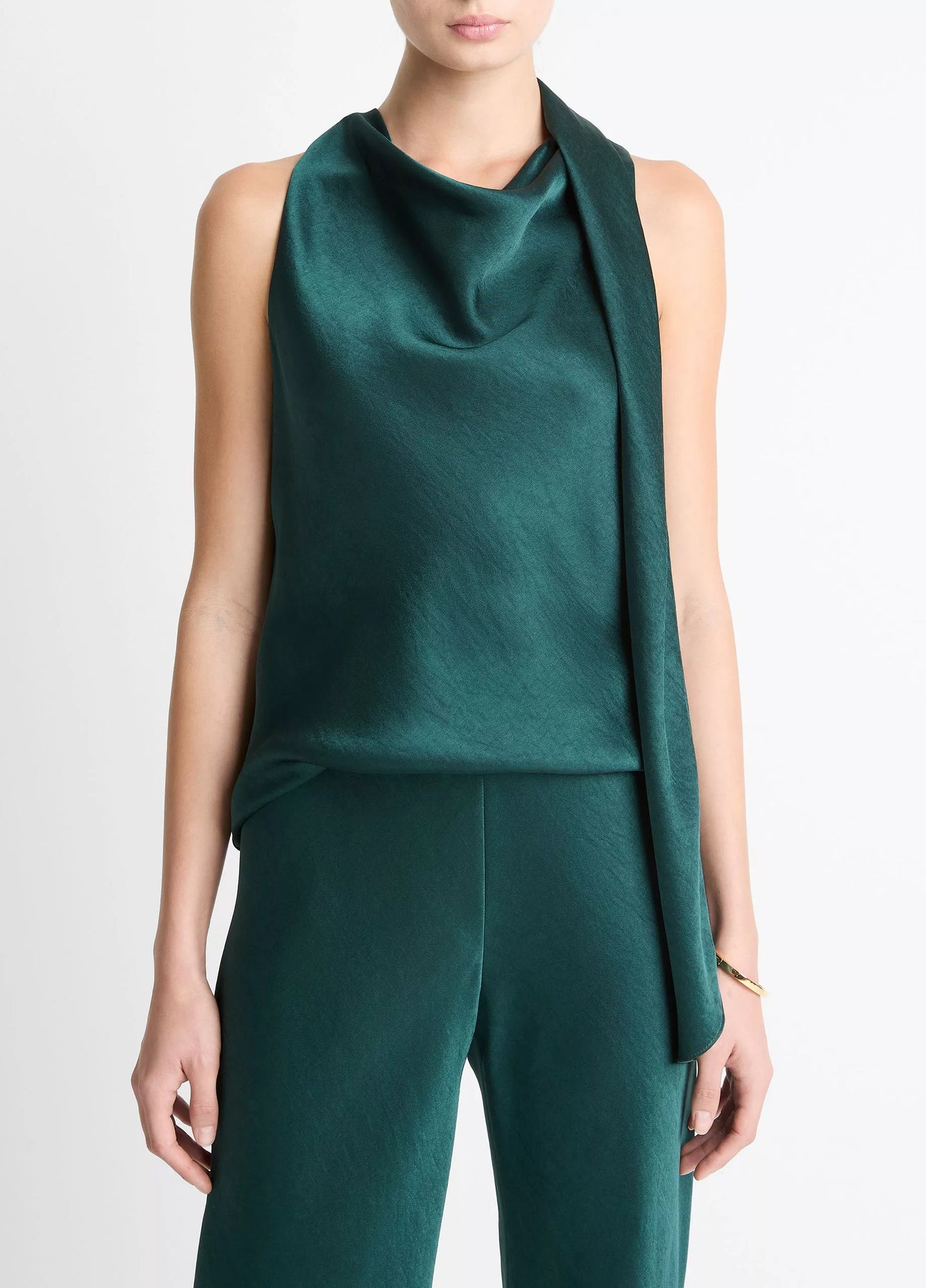 TOP SCARF SATIN GREEN