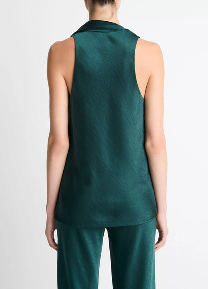 TOP SCARF SATIN GREEN