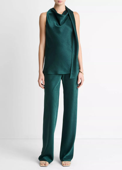 TOP SCARF SATIN GREEN